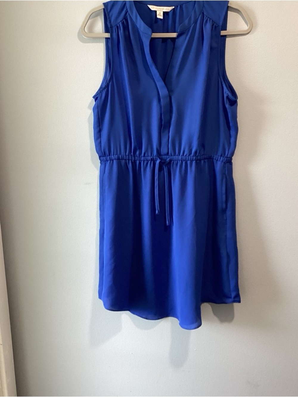 Sleeveless Drawstring Waist Shell Top - Blue